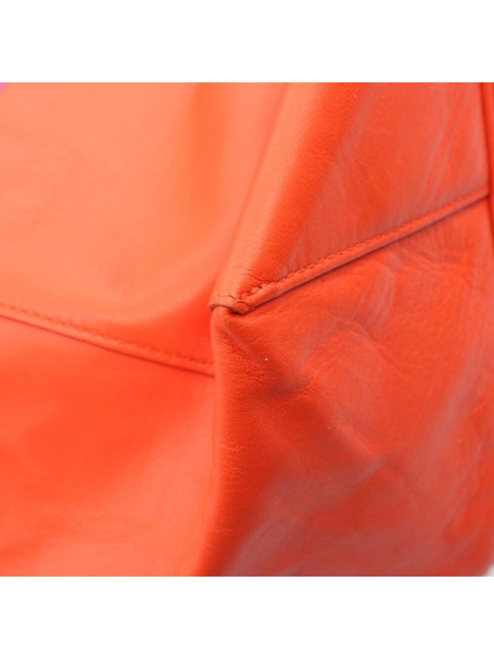 Celine Tote Horizontal Cabas Fuchsia Pink Orange Leather - Picture 6 of 8